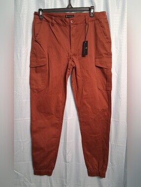 Men's American Tall Cargo Joggers in Reddish-brown Casual Utility Style